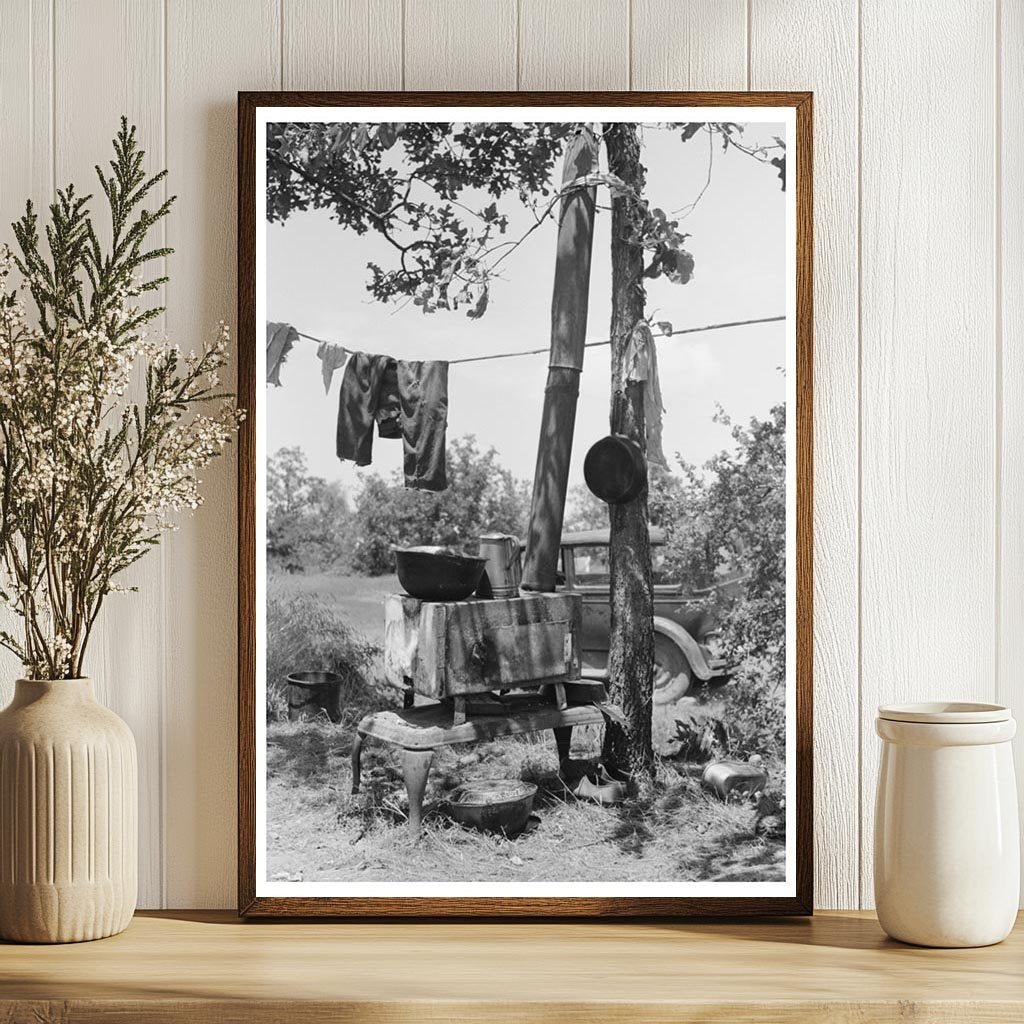 1939 Vintage Image of Agricultural Family Camping in Oklahoma - Available at KNOWOL