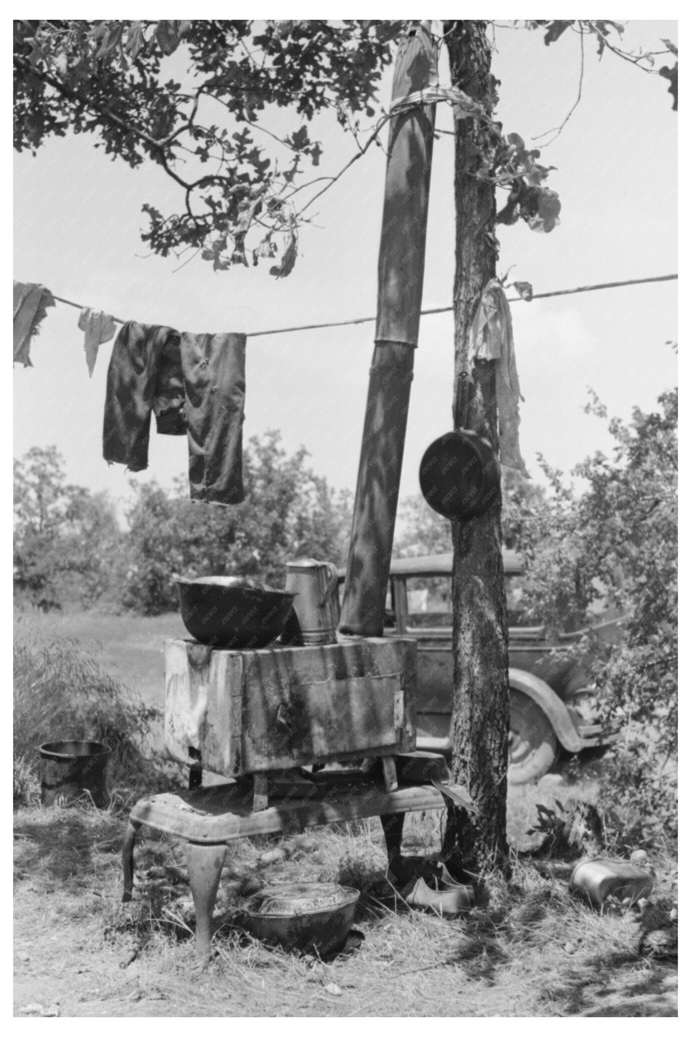 1939 Vintage Image of Agricultural Family Camping in Oklahoma - Available at KNOWOL