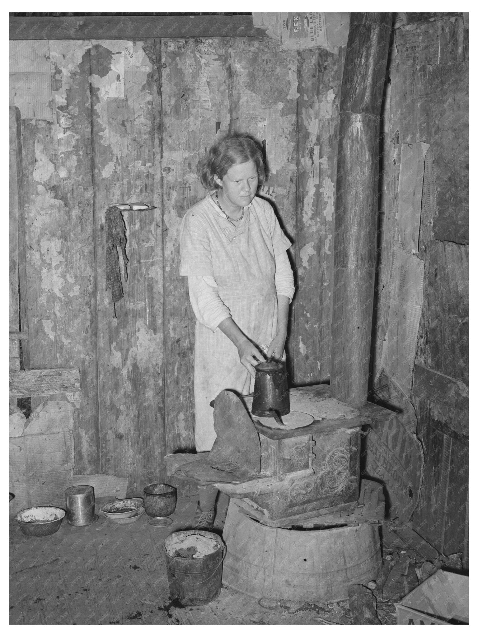 1939 Vintage Image of Migrant Family Kitchen in Oklahoma - Available at KNOWOL