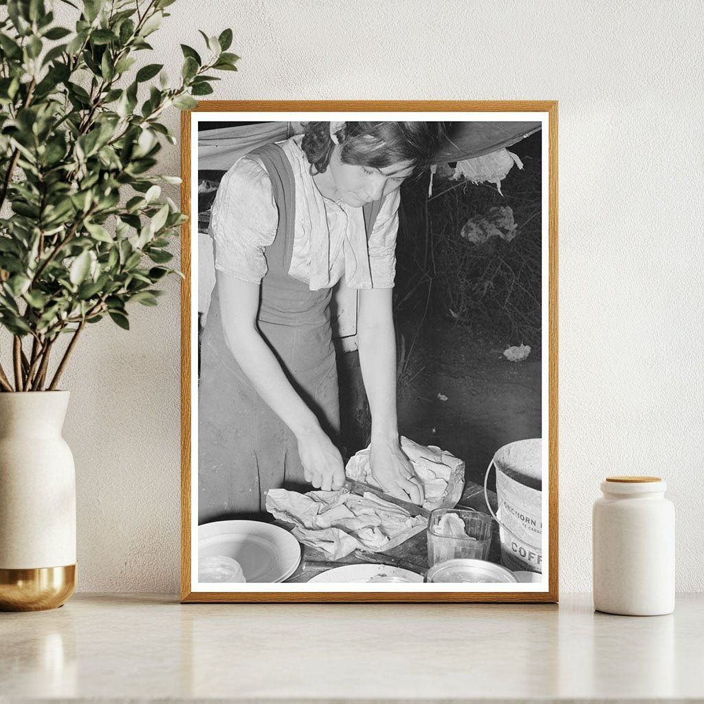 1939 Vintage Image of Migrant Worker Preparing Salt Meat - Available at KNOWOL