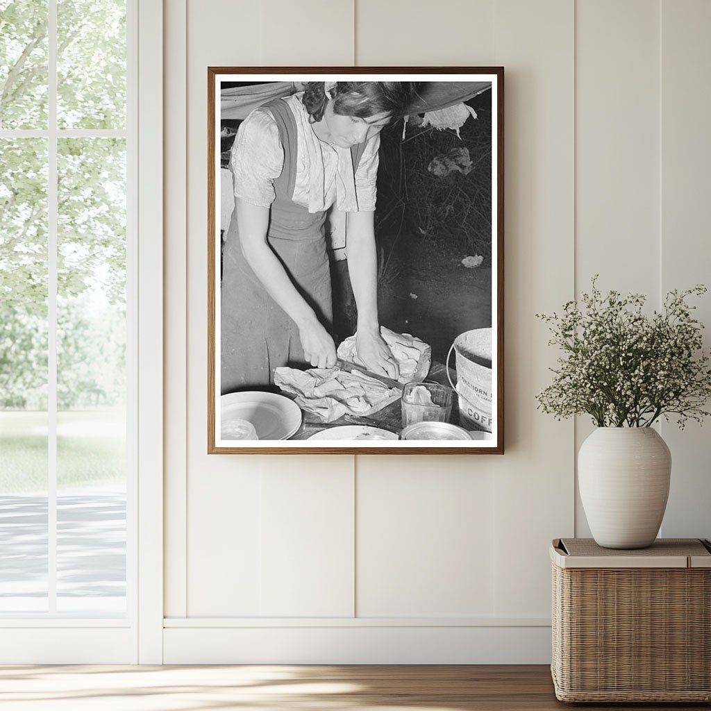 1939 Vintage Image of Migrant Worker Preparing Salt Meat - Available at KNOWOL