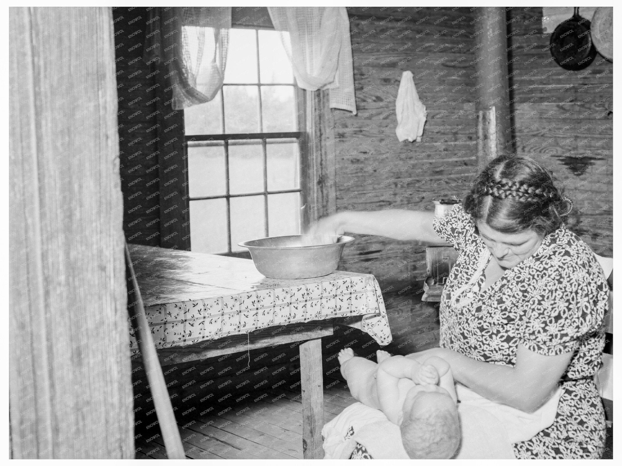 1939 Vintage Image of Tobacco Sharecroppers Wife and Baby - Available at KNOWOL