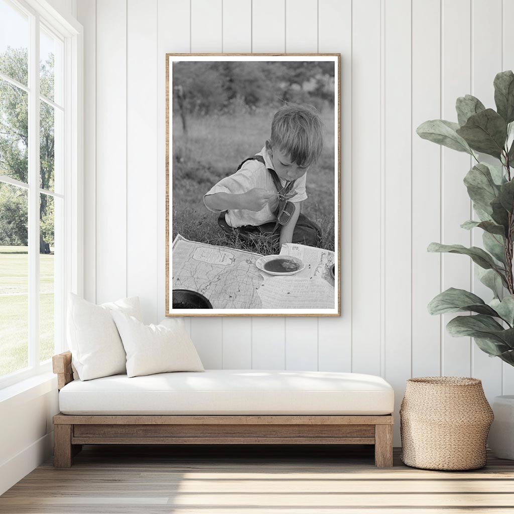 1939 Vintage Photo of Boy Eating Blackberry Pie Oklahoma - Available at KNOWOL