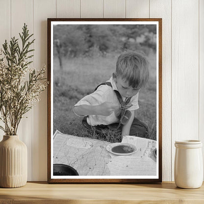 1939 Vintage Photo of Boy Eating Blackberry Pie Oklahoma - Available at KNOWOL