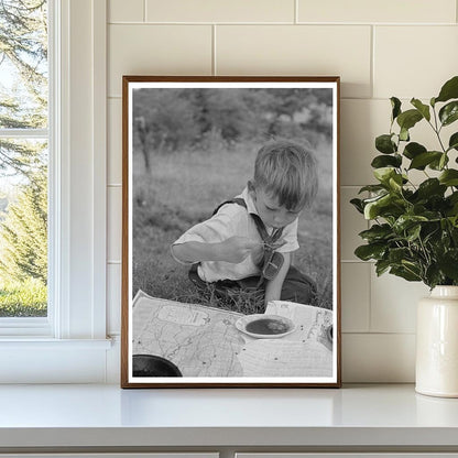 1939 Vintage Photo of Boy Eating Blackberry Pie Oklahoma - Available at KNOWOL