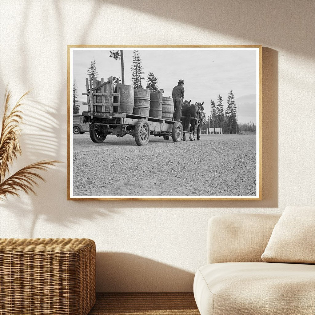 1939 Vintage Photo of Farmer and Son Hauling Water Idaho - Available at KNOWOL