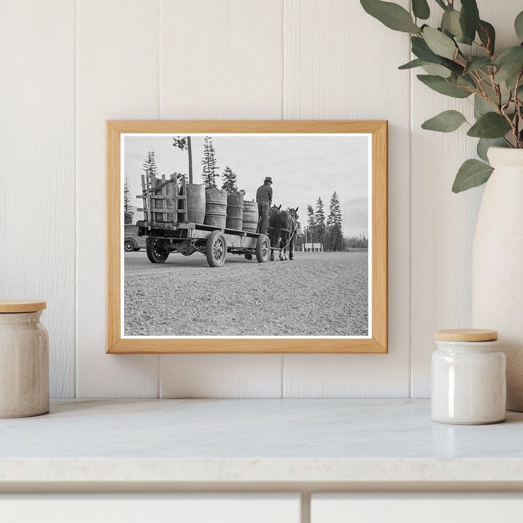 1939 Vintage Photo of Farmer and Son Hauling Water Idaho - Available at KNOWOL