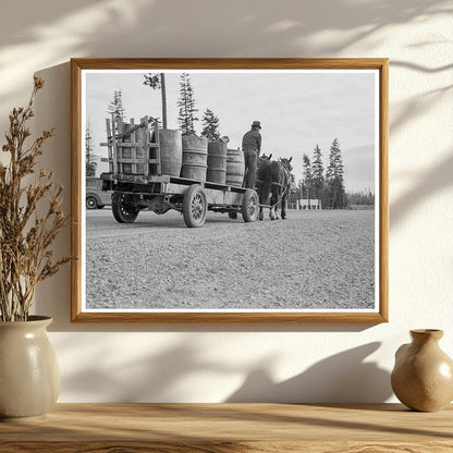 1939 Vintage Photo of Farmer and Son Hauling Water Idaho - Available at KNOWOL