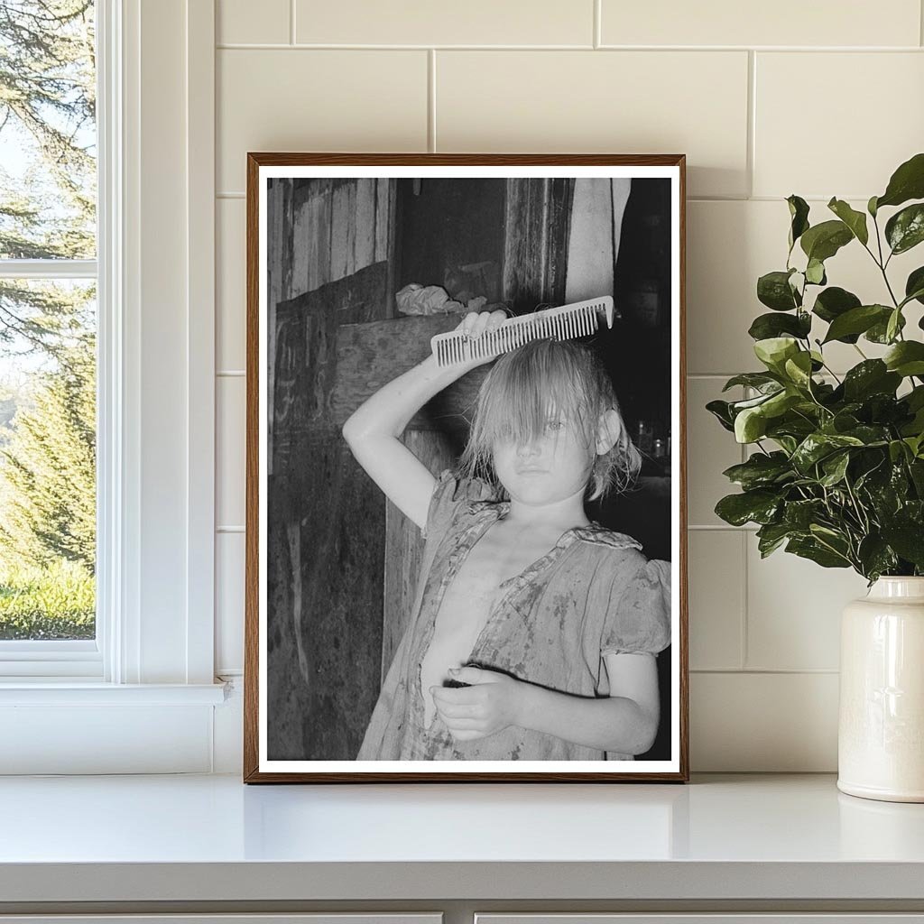 1939 Vintage Photo of Girl Combing Hair in Oklahoma City - Available at KNOWOL