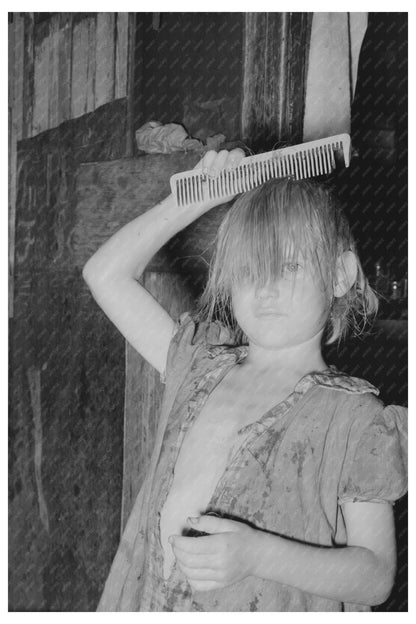 1939 Vintage Photo of Girl Combing Hair in Oklahoma City - Available at KNOWOL