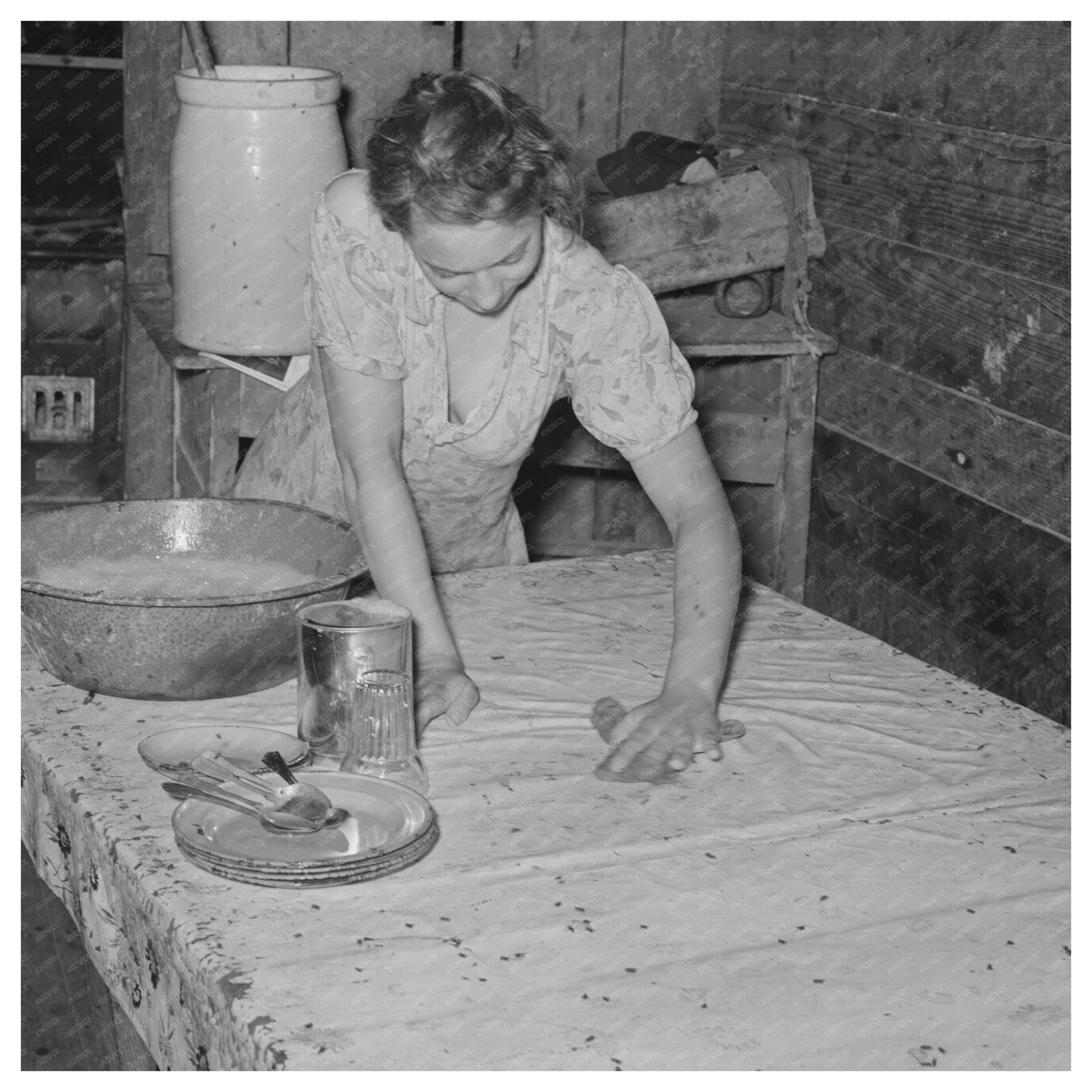 1939 Vintage Photo of Kitchen Cleaning in Oklahoma - Available at KNOWOL