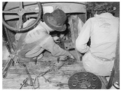 1939 Vintage Photo of Migrant Couple Repairing Car Texas - Available at KNOWOL