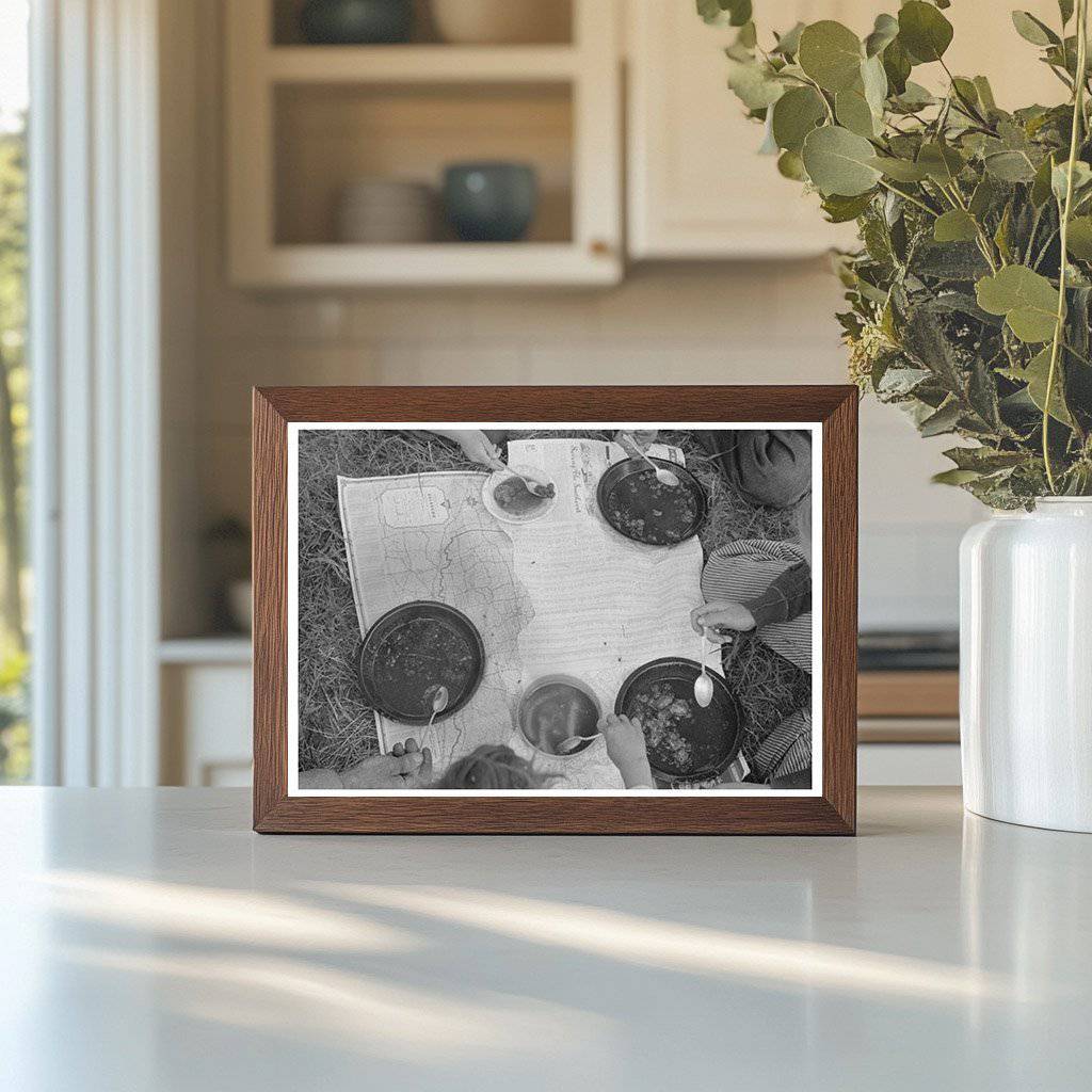 1939 Vintage Photo of Migrant Family Lunch in Oklahoma - Available at KNOWOL