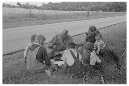 1939 Vintage Photo of Migrant Family Lunching in Oklahoma - Available at KNOWOL