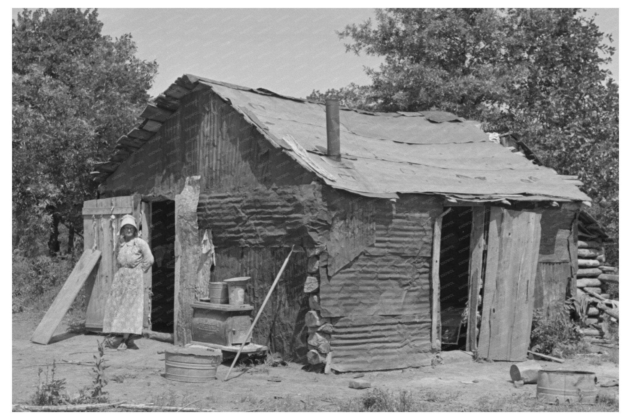 1939 Vintage Photo Woman Feeding Hogs in Oklahoma - Available at KNOWOL