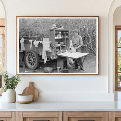 1939 Vintage Trailer Kitchen in Harlingen Texas Migrant Camp - Available at KNOWOL