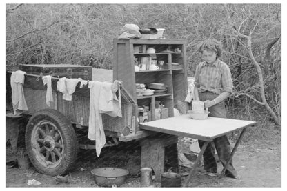 1939 Vintage Trailer Kitchen in Harlingen Texas Migrant Camp - Available at KNOWOL