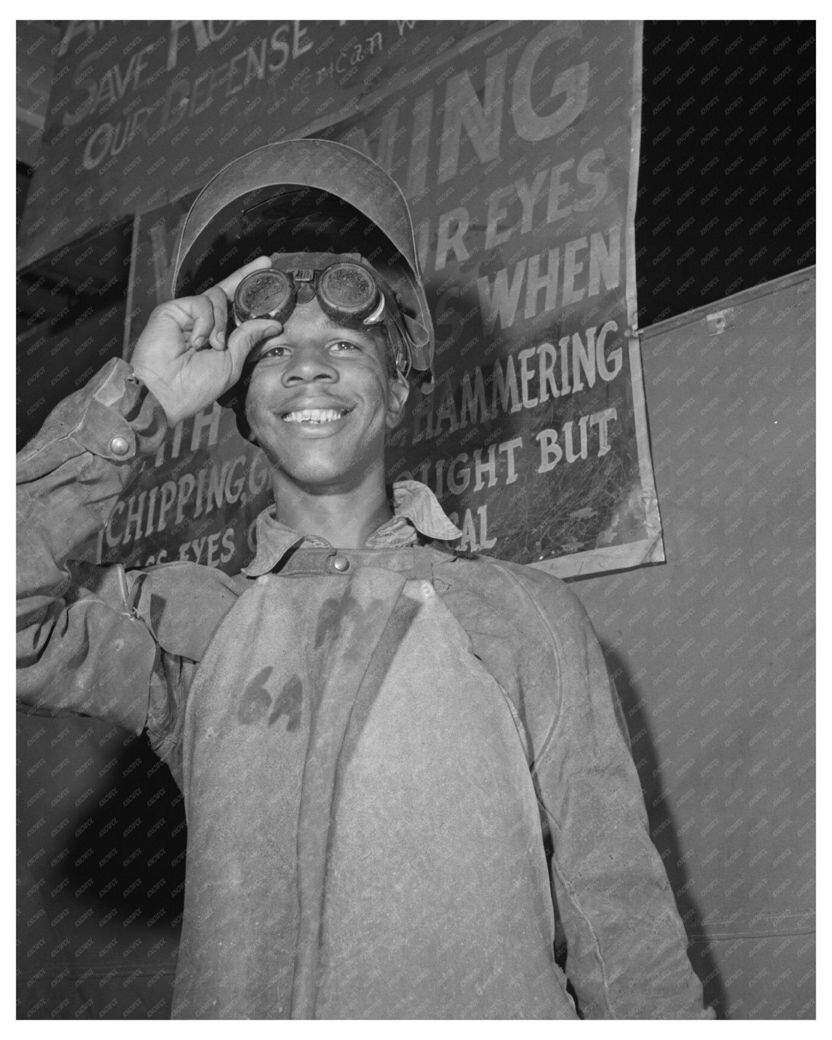 1939 Vintage Young Man in Welder Outfit Machine Shop Training - Available at KNOWOL