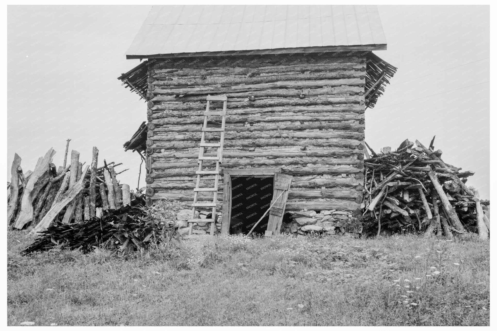 1939 Wood Stacked for Firing Tobacco in North Carolina - Available at KNOWOL