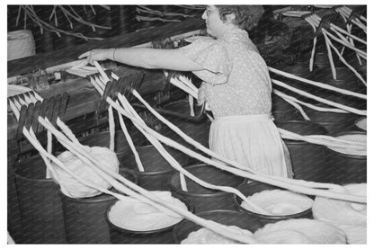 1939 Worker Threading Cotton Ropes at Laurel Cotton Mill - Available at KNOWOL