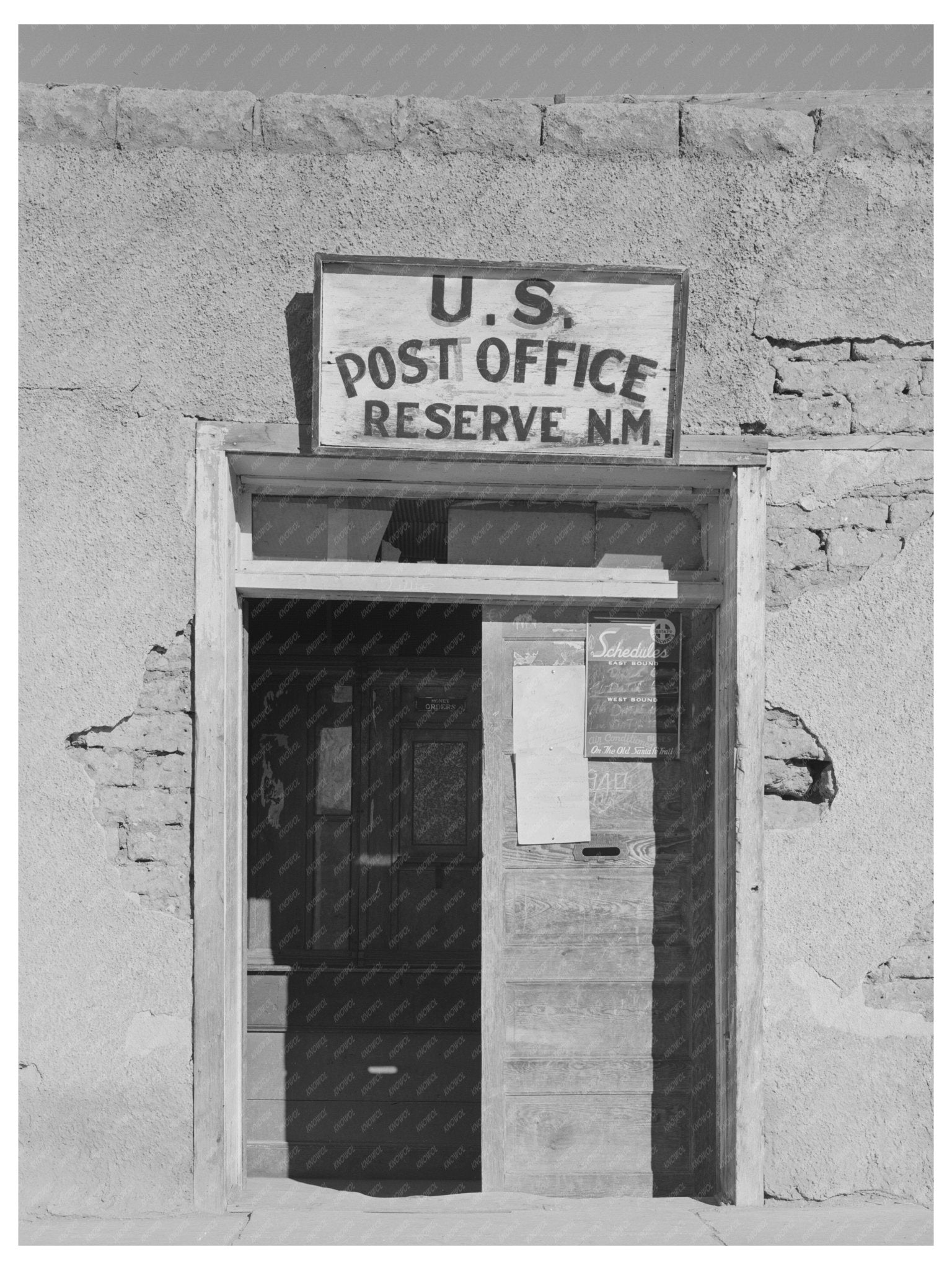 1940 Adobe Post Office Entrance Reserve New Mexico - Available at KNOWOL