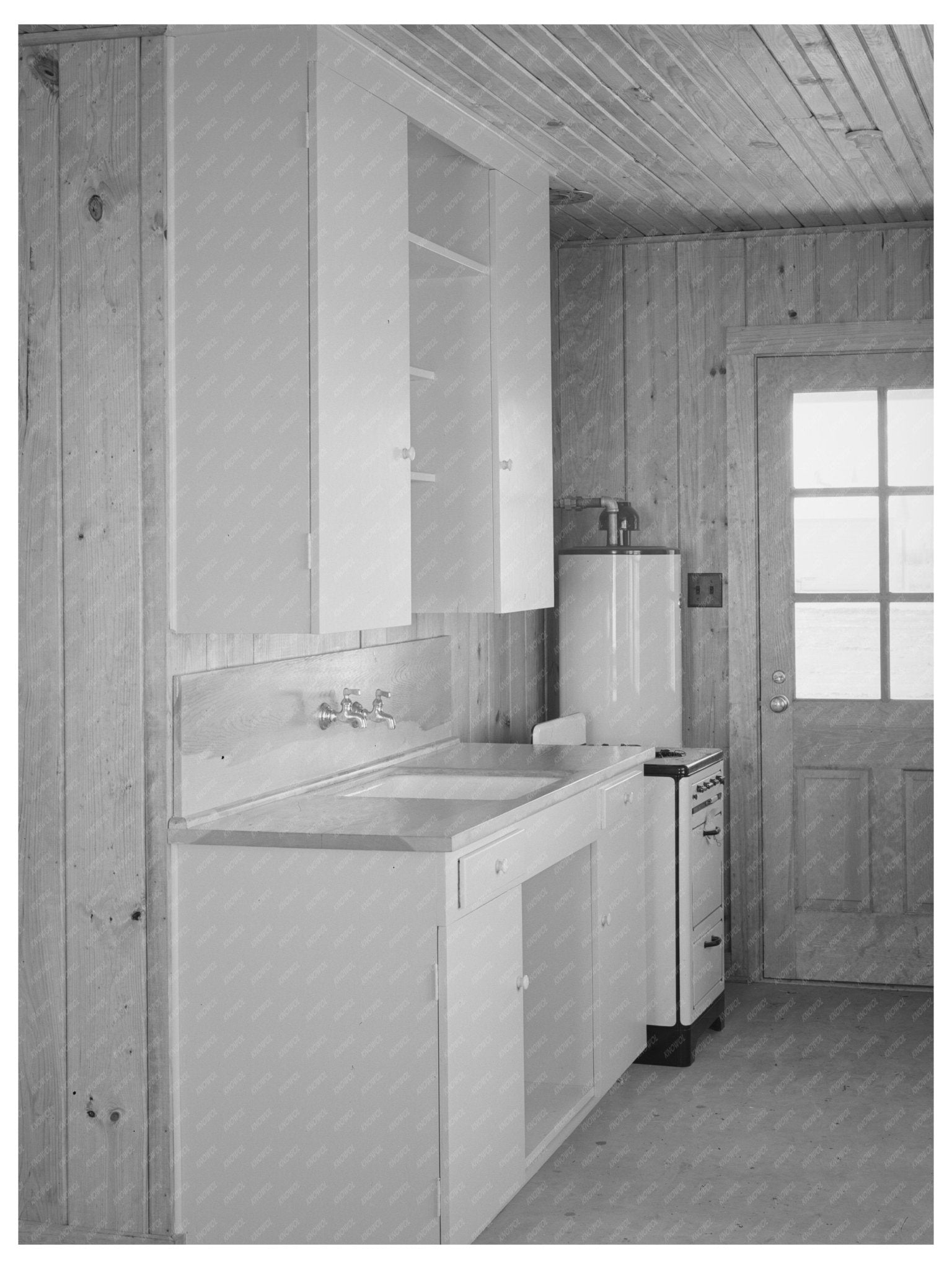 1940 Kitchen in Migratory Labor Camp Robstown Texas - Available at KNOWOL