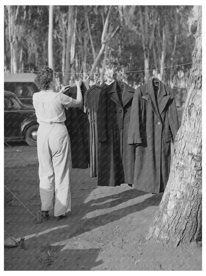 1940 Mission Valley Carpenters Wife Hanging Coat to Dry - Available at KNOWOL