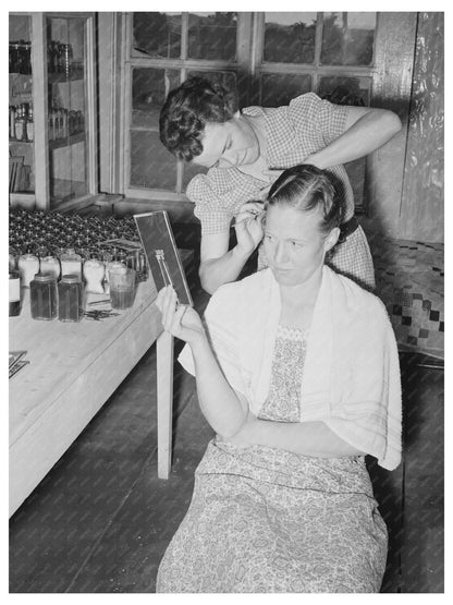 1940 Neighbor Fixes Grocery Clerks Hair in Pie Town NM - Available at KNOWOL