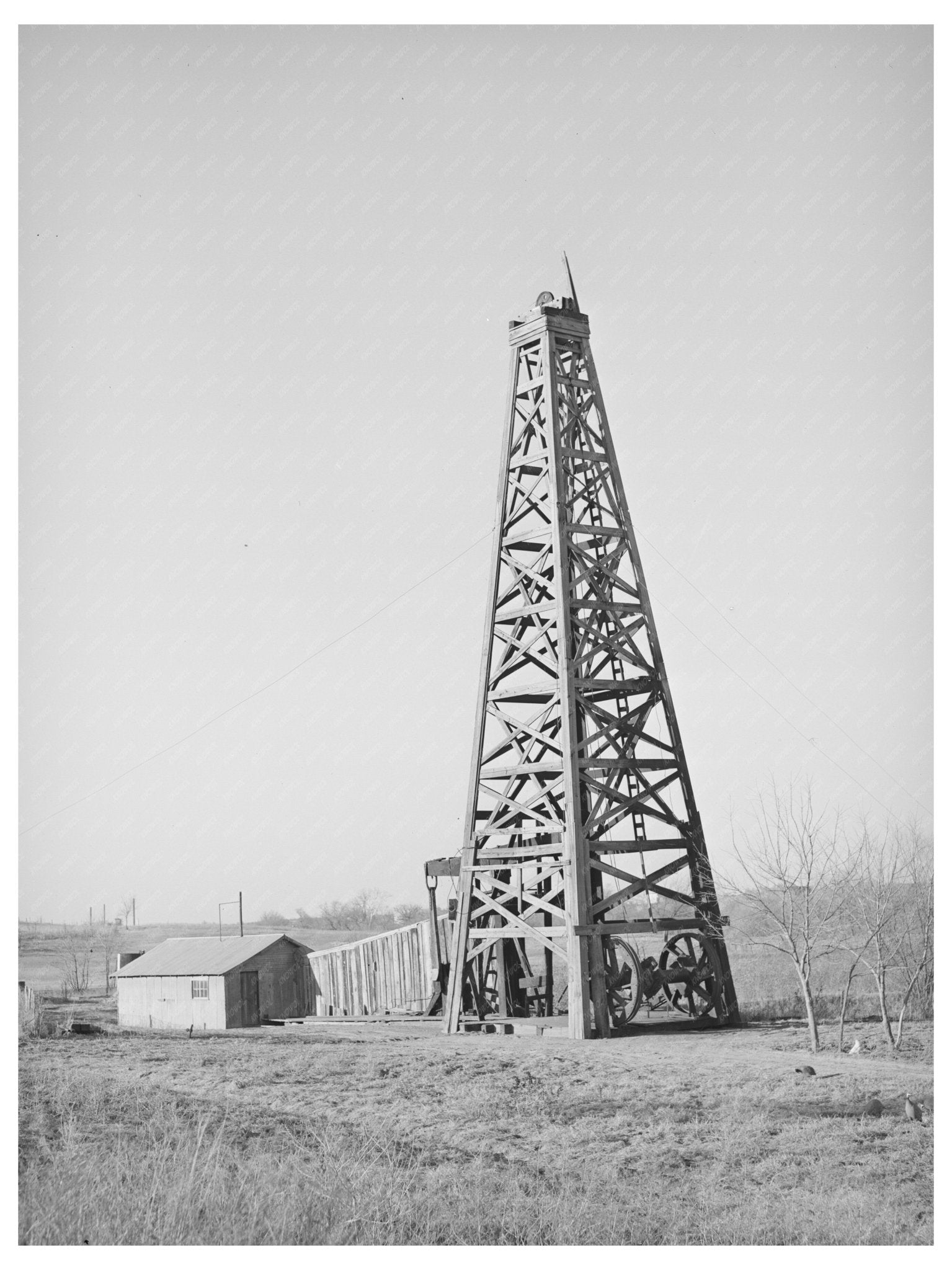 1940 Oil Derrick Pumping in Creek County Oklahoma - Available at KNOWOL