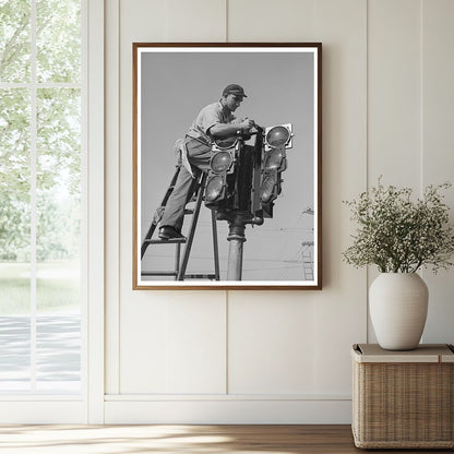 1940 San Diego Traffic Signal Installation Vintage Photo - Available at KNOWOL