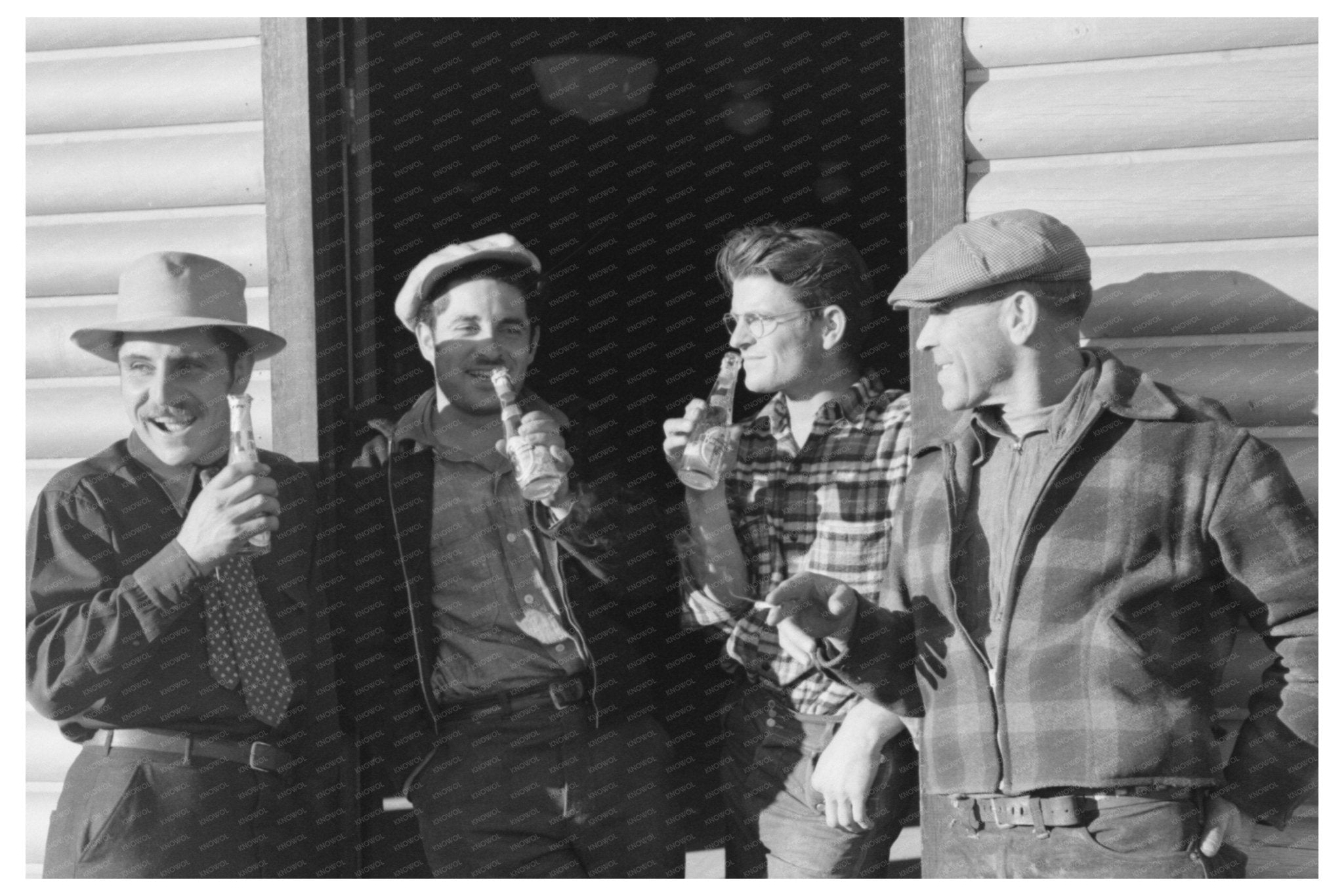 1940 Shasta Dam Construction Workers at Bar Entrance - Available at KNOWOL