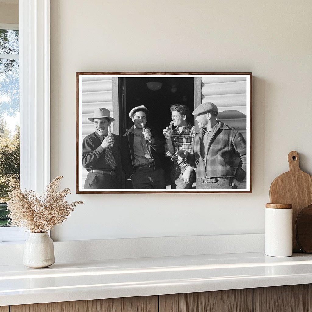 1940 Shasta Dam Construction Workers at Bar Entrance - Available at KNOWOL