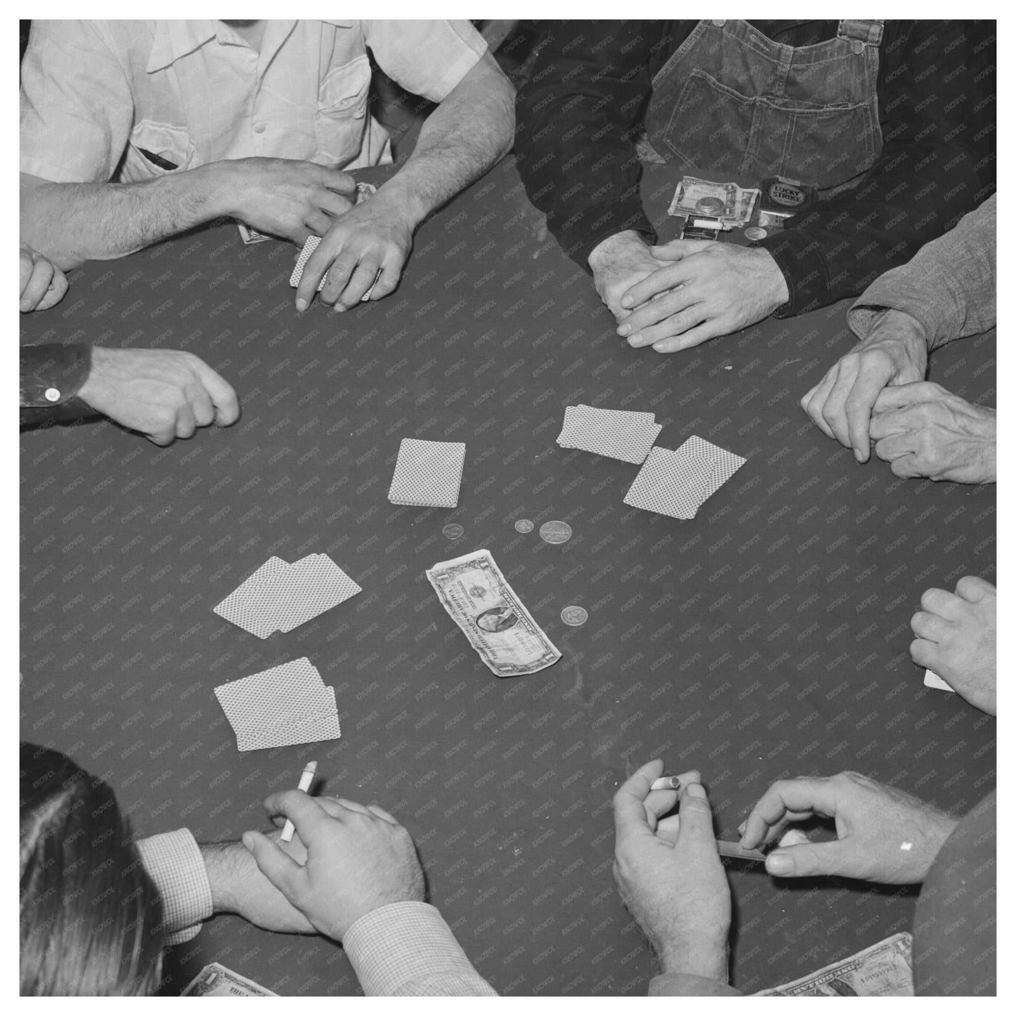 1940 Shasta Dam Construction Workers Poker Game Photo - Available at KNOWOL