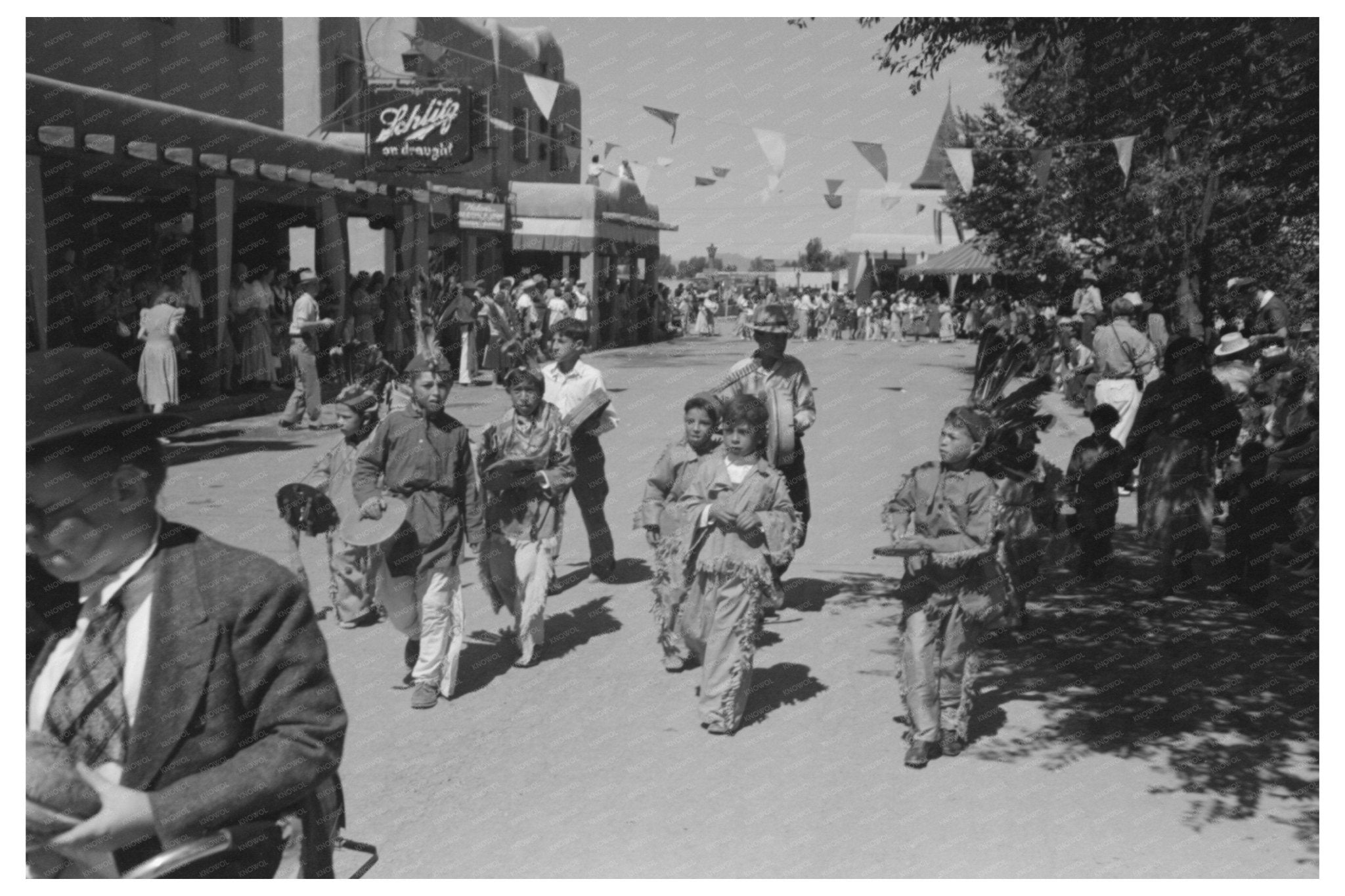 1940 Taos New Mexico Fiesta Crowd Watching Traditional Dances - Available at KNOWOL