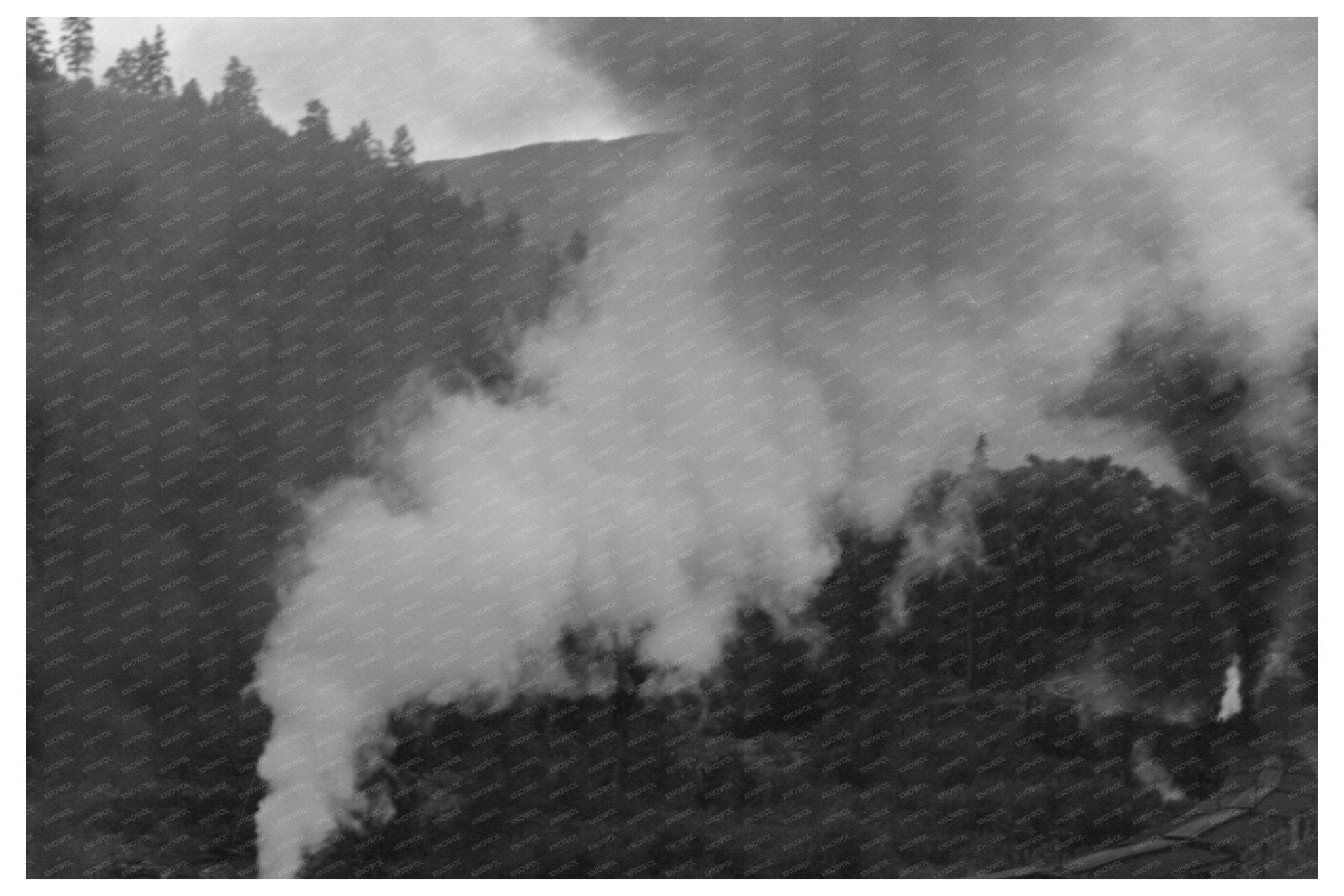 1940 Train Ascending Narrow Gauge Track in Ouray County Colorado - Available at KNOWOL