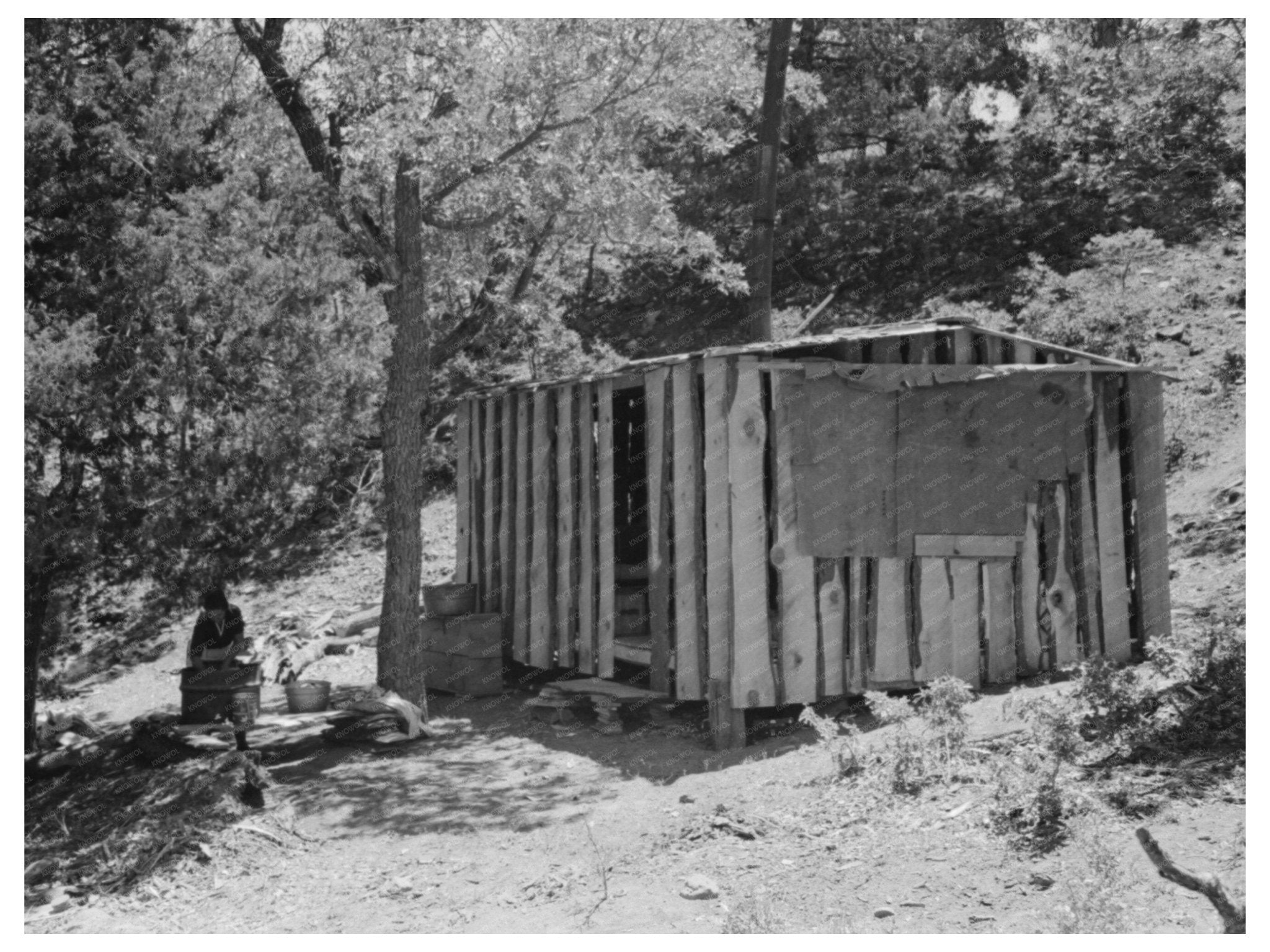 1940 Vintage Black and White Photo of Pie Town Laborer Home - Available at KNOWOL