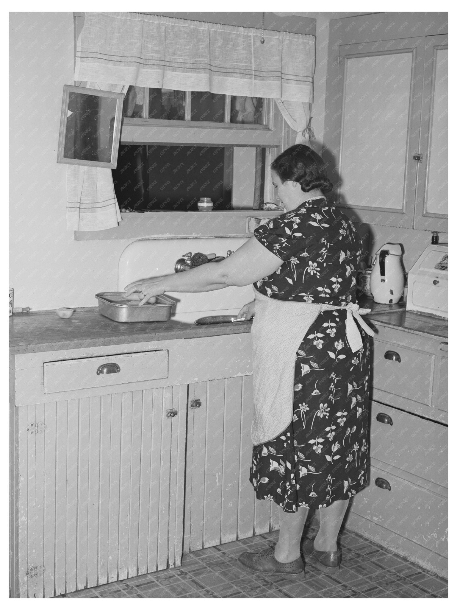 1940 Vintage Image of Farmers Wife in California Kitchen - Available at KNOWOL