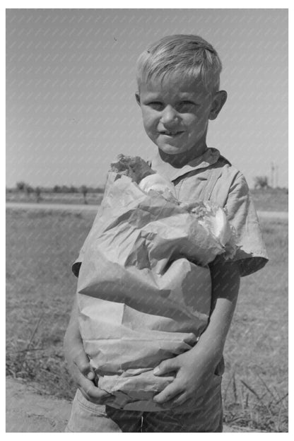 1940 Vintage Photo Boy with Sack of Vegetables Arizona - Available at KNOWOL