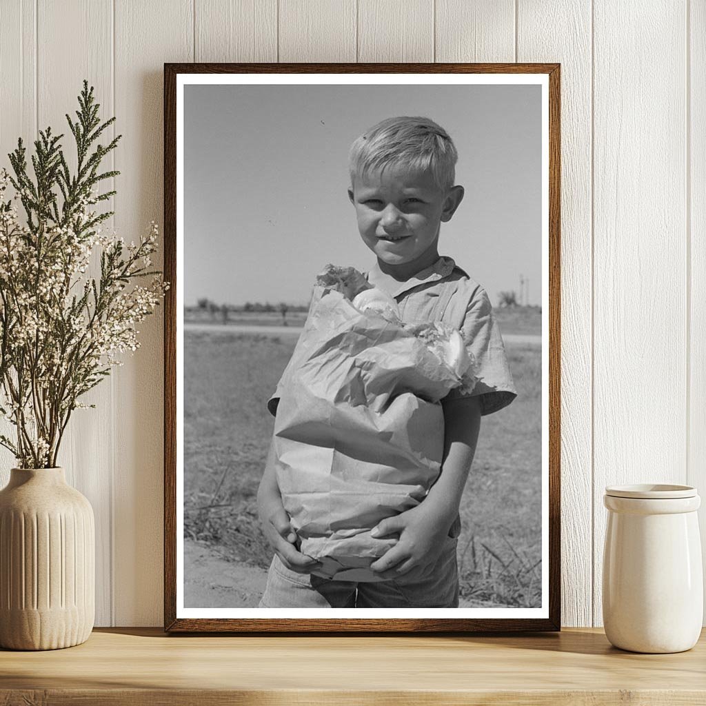 1940 Vintage Photo Boy with Sack of Vegetables Arizona - Available at KNOWOL