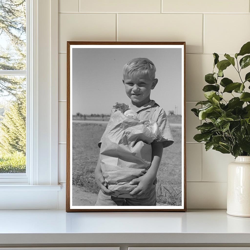 1940 Vintage Photo Boy with Sack of Vegetables Arizona - Available at KNOWOL