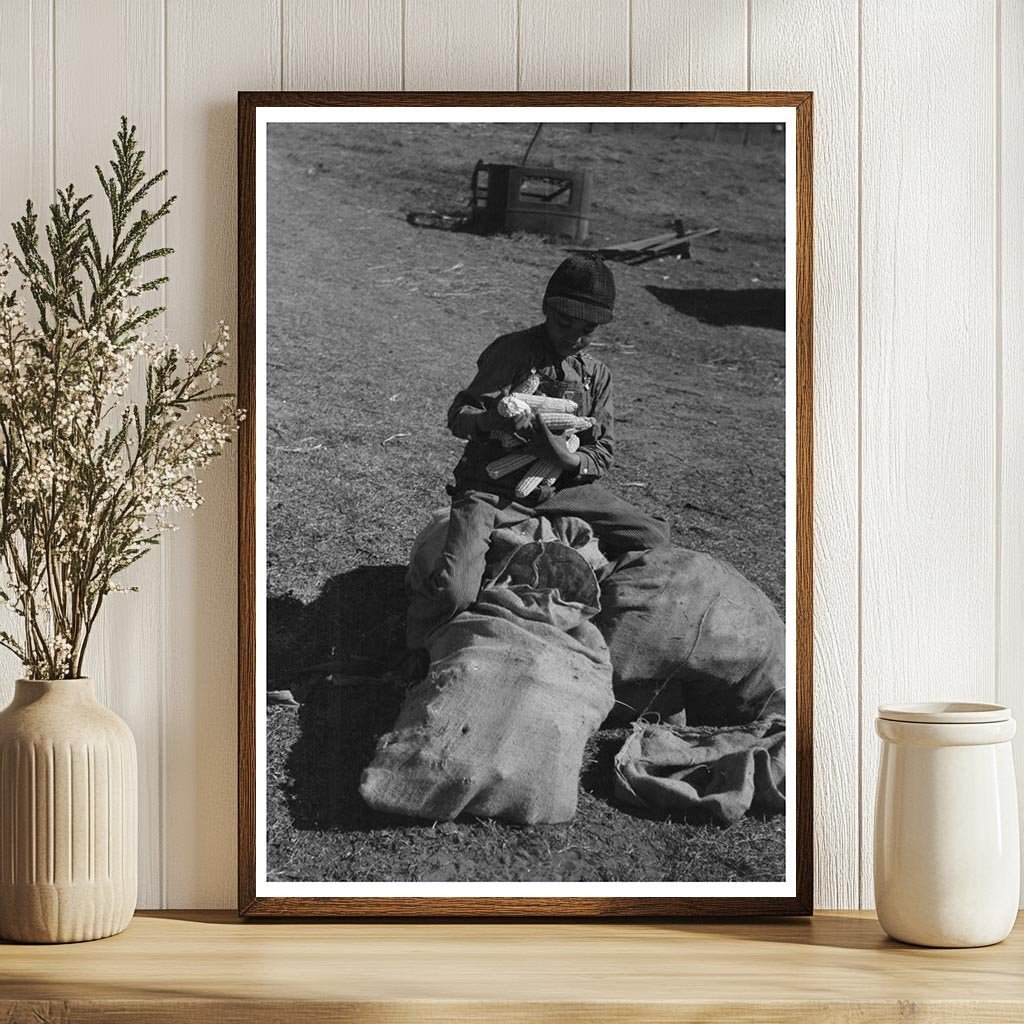 1940 Vintage Photo of Child Eating Black Walnuts in Oklahoma - Available at KNOWOL