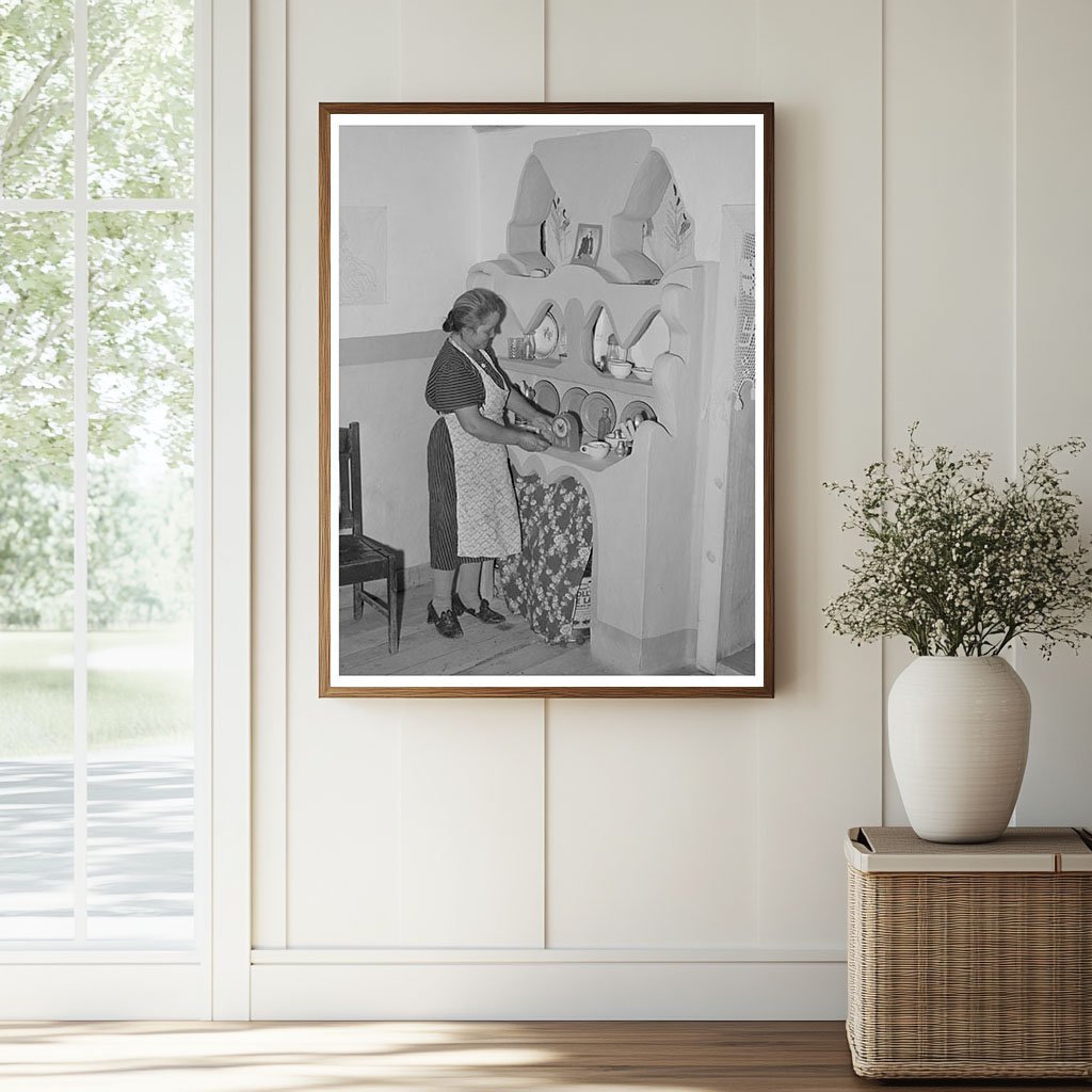 1940 Vintage Photo of Woman with Adobe Cupboard in New Mexico - Available at KNOWOL