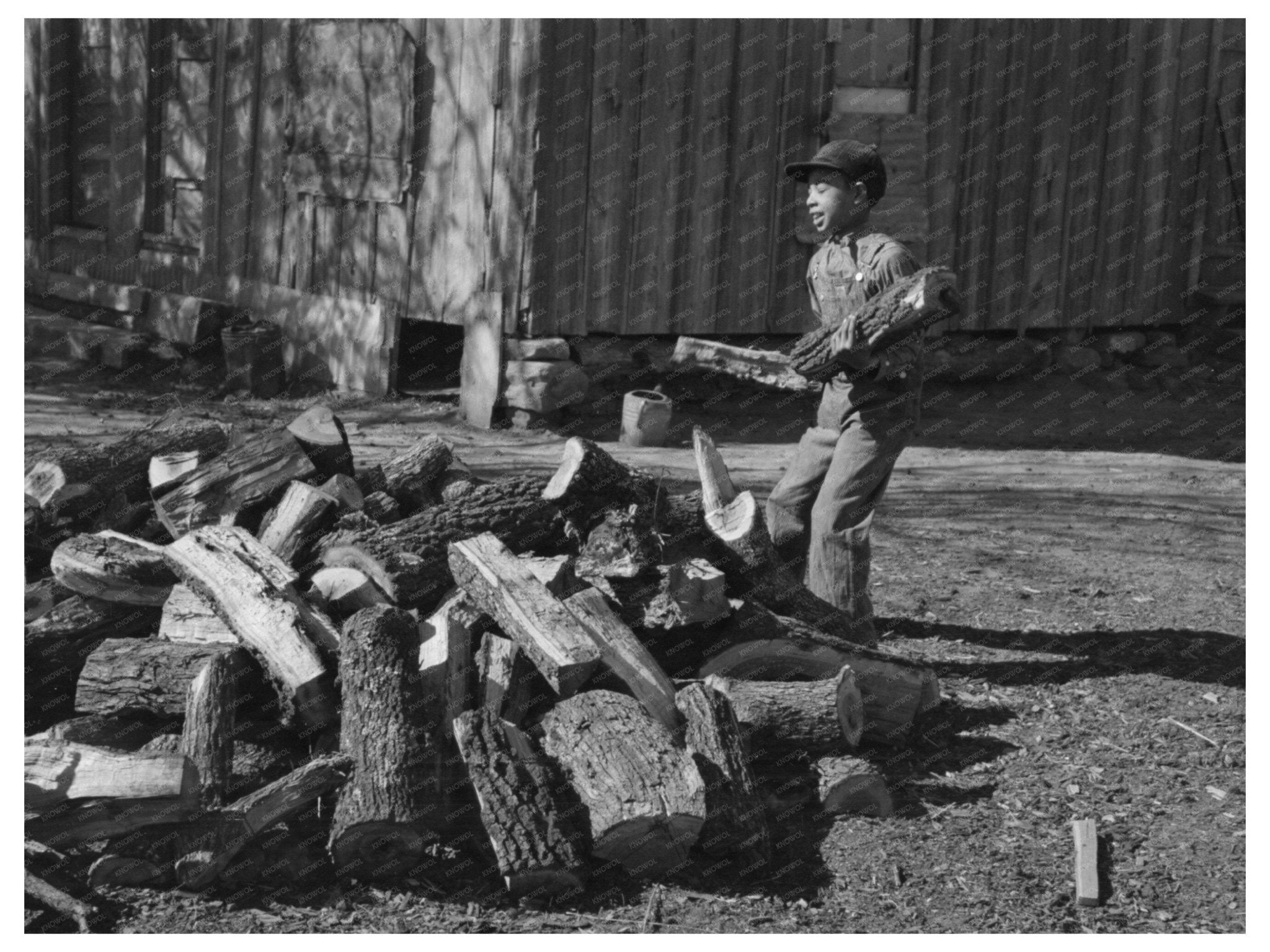 1940 Vintage Photo Young Boy Eating Black Walnuts Oklahoma - Available at KNOWOL