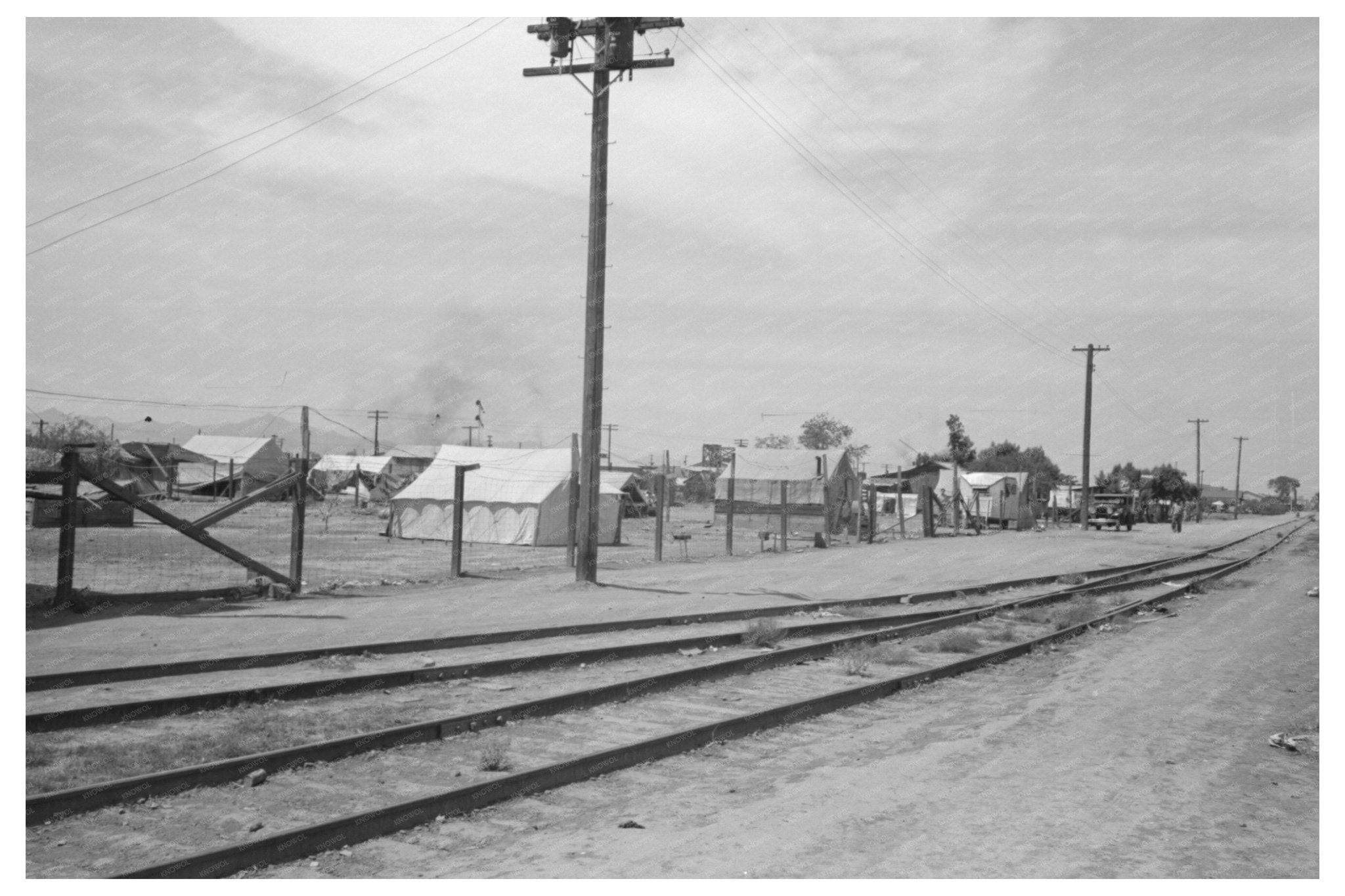 1940 Vintage Tents Near Railroad in Phoenix Arizona - Available at KNOWOL