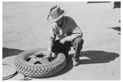 1940 Vintage Tire Change Scene in Pie Town New Mexico - Available at KNOWOL