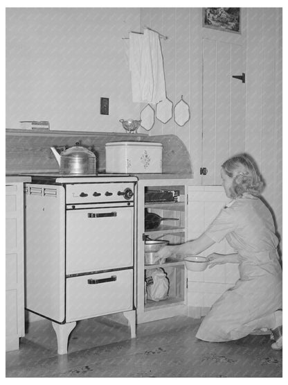 1940 Woman at Kitchen Stove in Arizona Farm Household - Available at KNOWOL