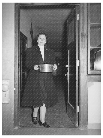 1940 Woman Serving Food at High School Buffet Supper - Available at KNOWOL