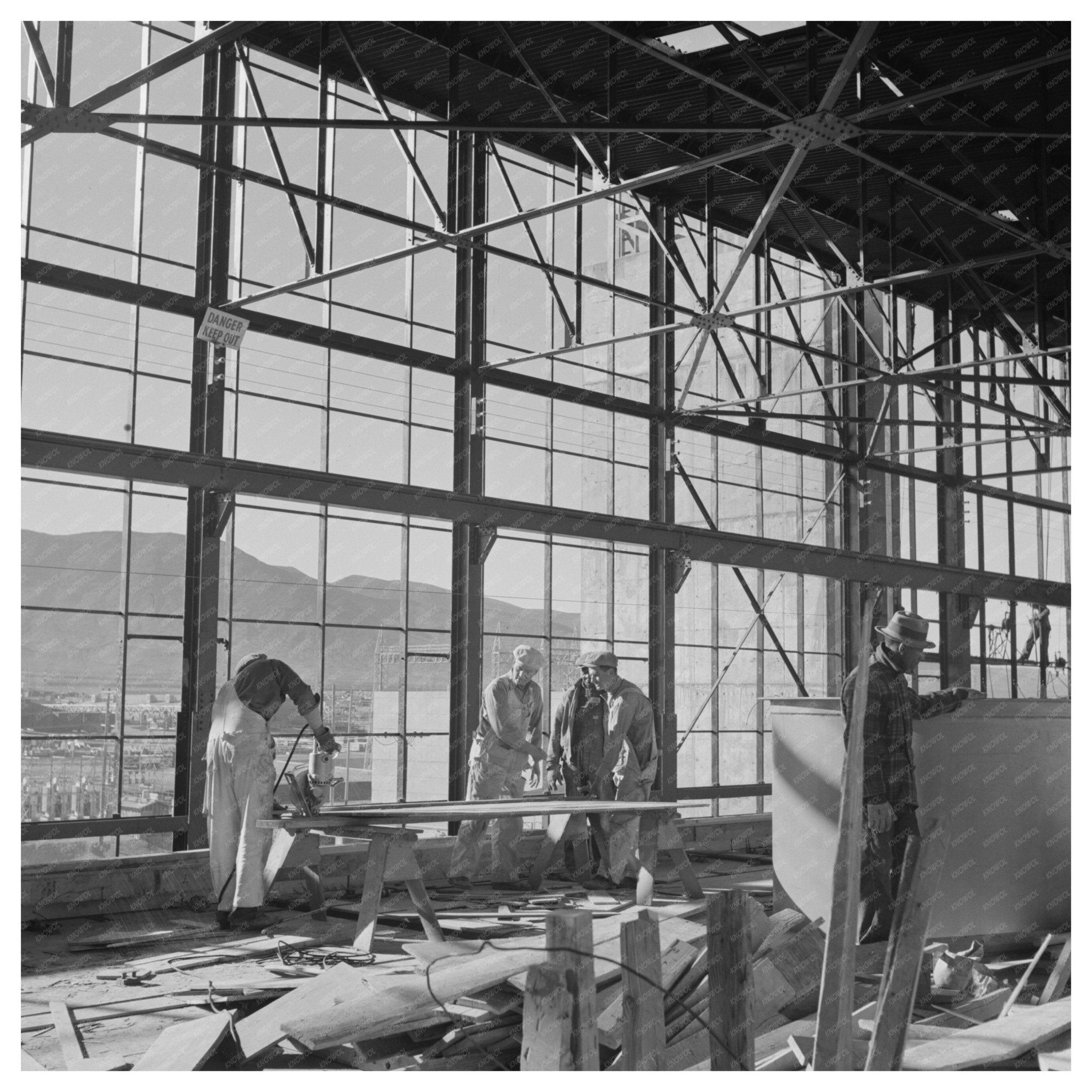 1940s Vintage Workmen Carpentry at Basic Magnesium Plant - Available at KNOWOL