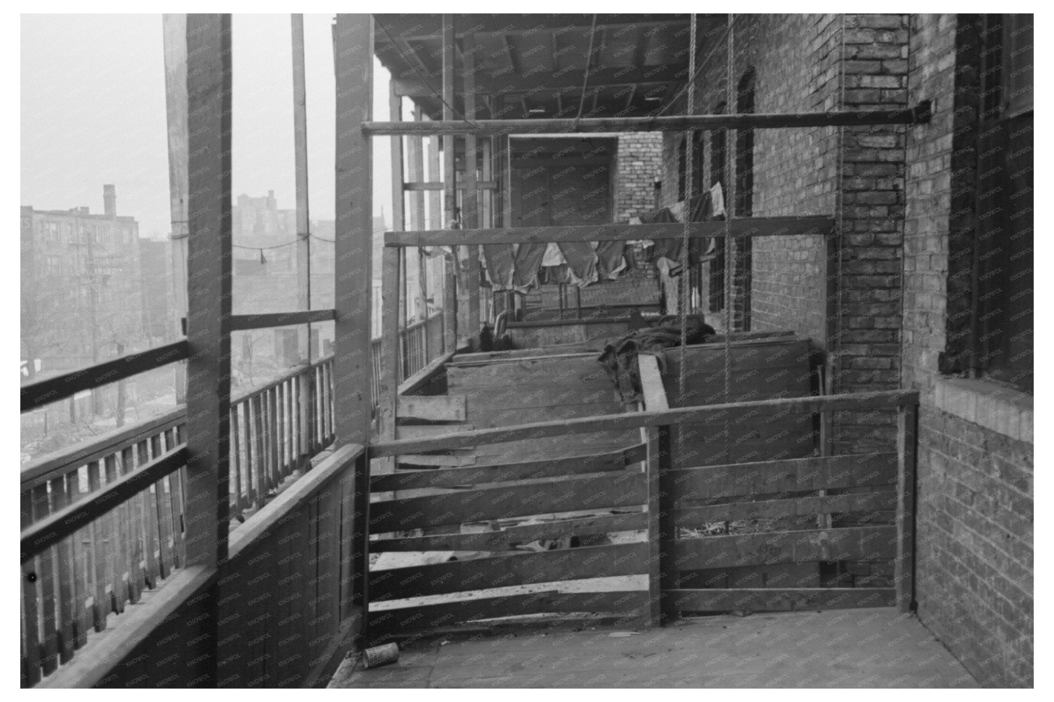 1941 Chicago Apartment Building Back Porches Image - Available at KNOWOL