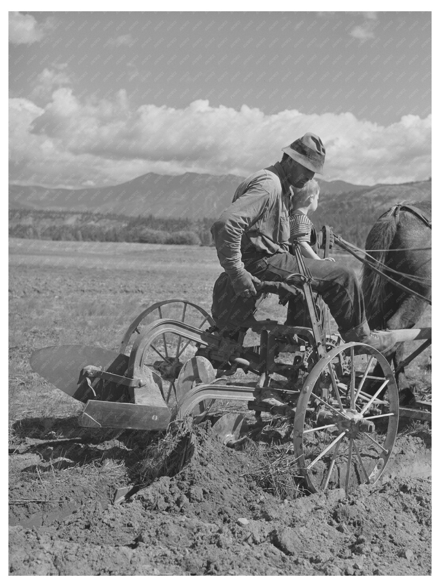 1941 Rehabilitation Borrower Plowing Field Idaho - Available at KNOWOL